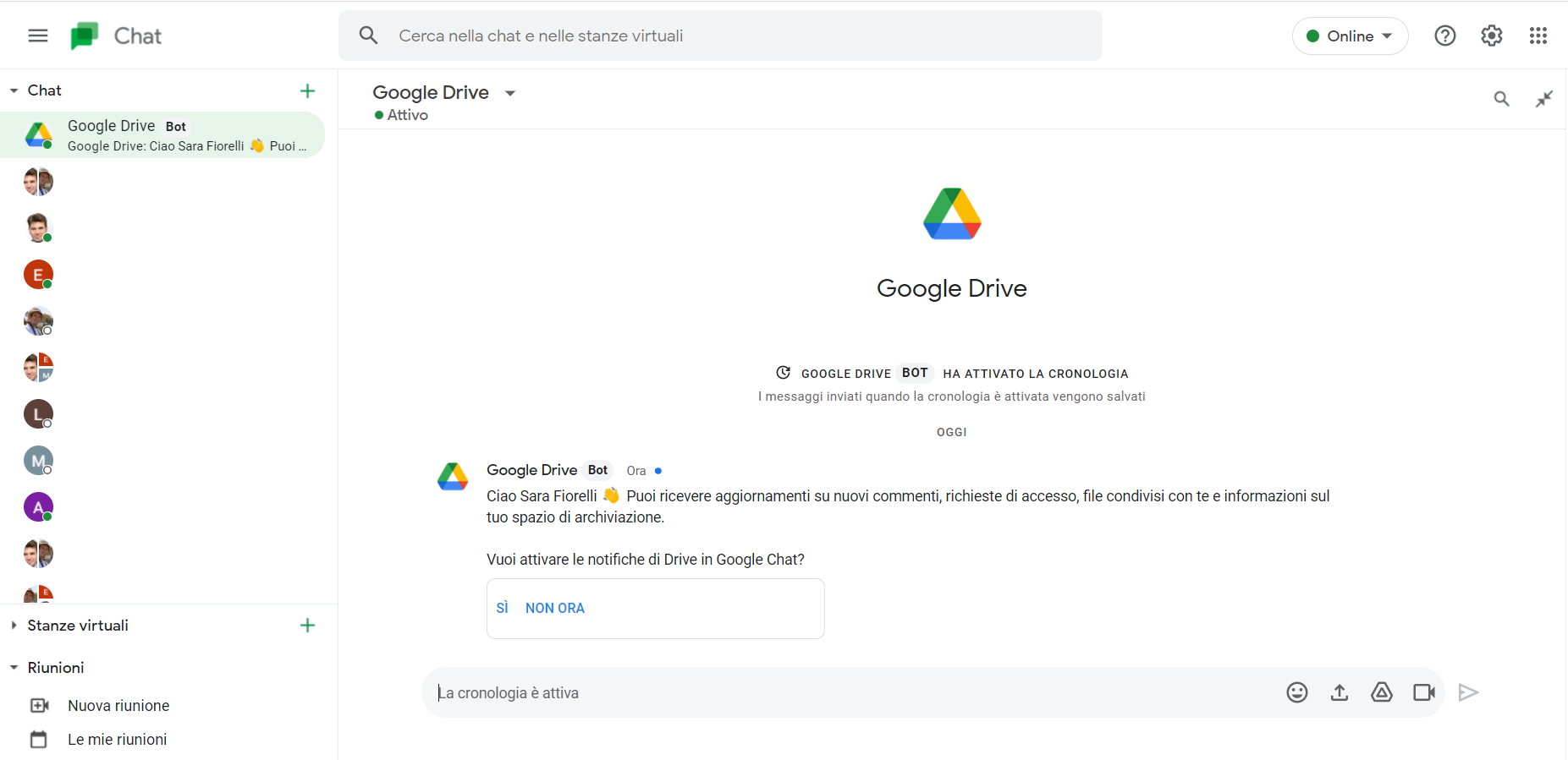 aggiunta bot Google Drive